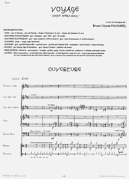 Page de titre du Conte-Opéra-Rock "VOYAGE"